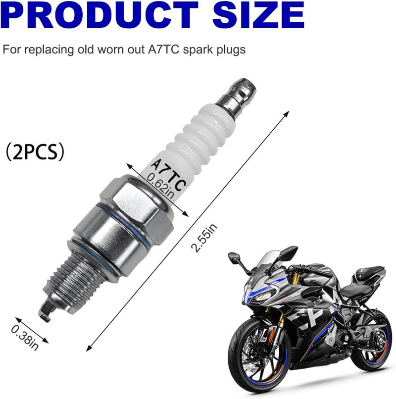 Wevdn شمعات احتراق 2PCS، شمع احتراق A7TC لـ GY6 50cc 70cc 90cc 110cc 125cc ATV سكوتر دراجة نارية مومبيد كارت سباق دراجة - Image 2